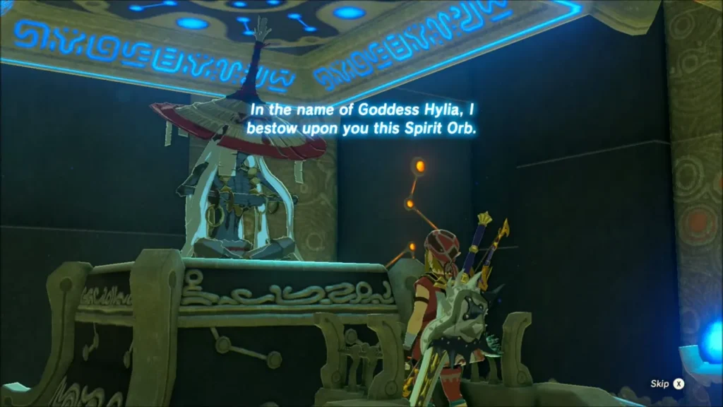 The monk at the altar offering a Spirit Orb to Link The monk at the altar offering a Spirit Orb to Link