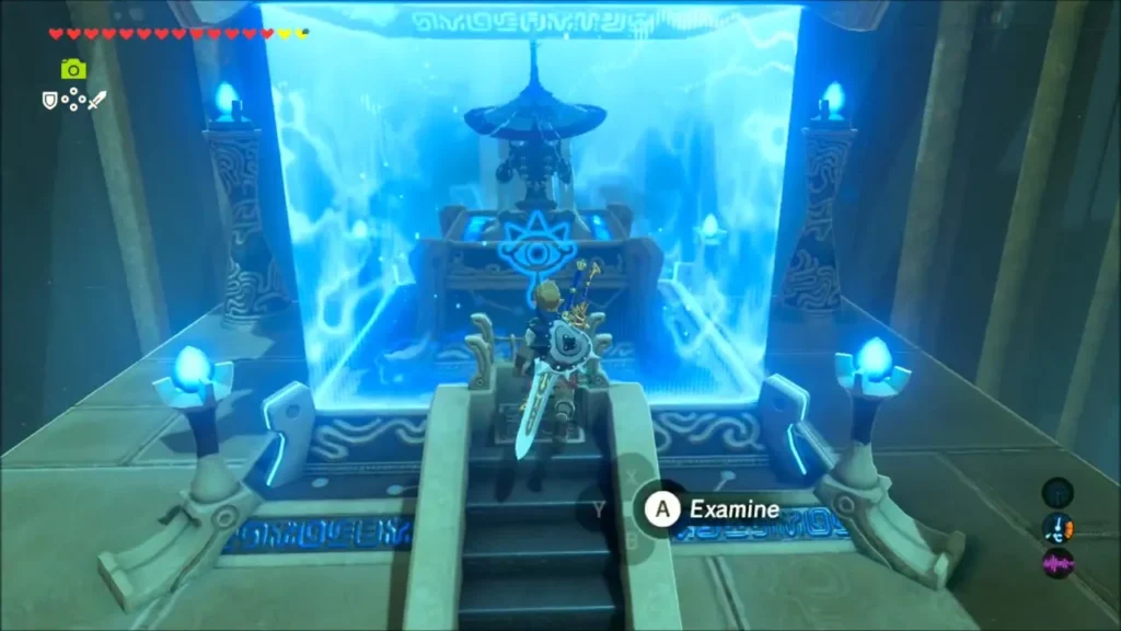 Link climbing the steps to the glowing monk shrine altar Link climbing the steps to the glowing monk shrine altar