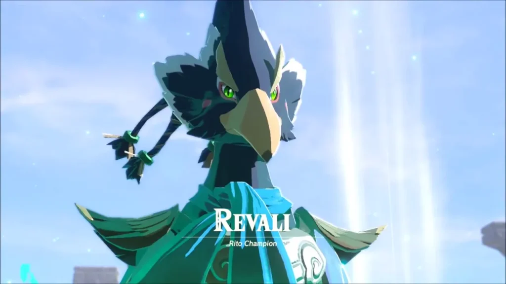 The spirit of Revali, Rito Champion, appearing on the roof of Vah Medoh The spirit of Revali, Rito Champion, appearing on the roof of Vah Medoh