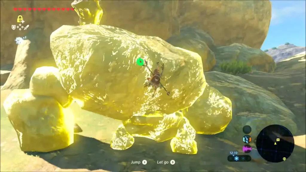 Link climbing onto the back of a Stone Talus Link climbing onto the back of a Stone Talus