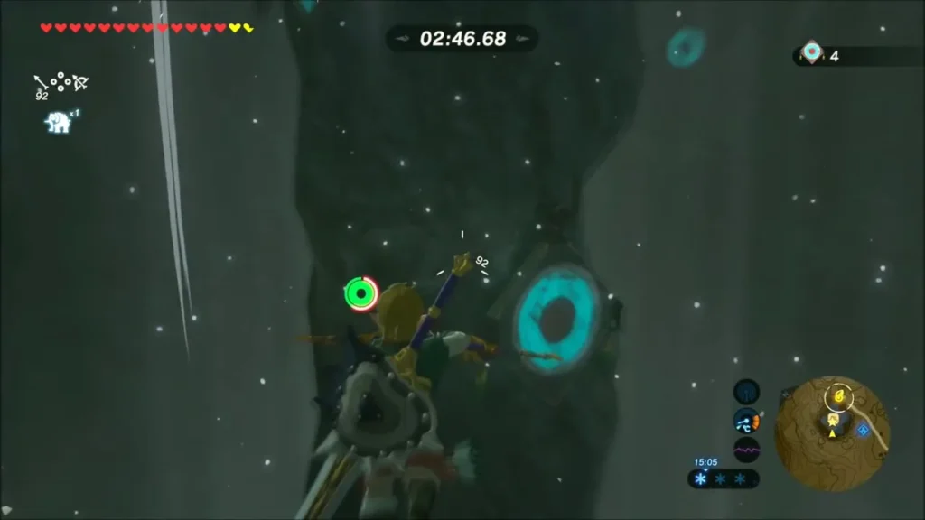 Link gliding past a second glowing target with the countdown running Link gliding past a second glowing target with the countdown running