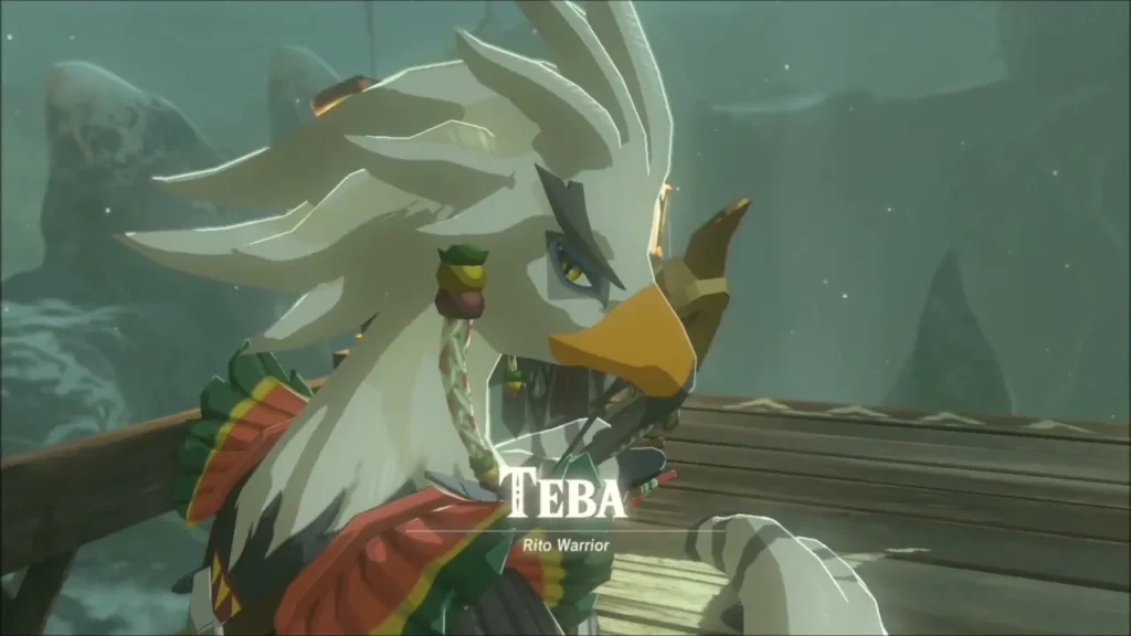 Teba the Rito Warrior with his name caption Teba the Rito Warrior with his name caption