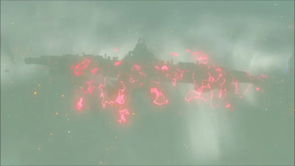 Vah Medoh in the clouds with red Malice glowing across its body Vah Medoh in the clouds with red Malice glowing across its body