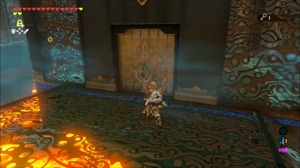 Link walking up to the locked door in Voo Lota Shrine Link walking up to the locked door in Voo Lota Shrine