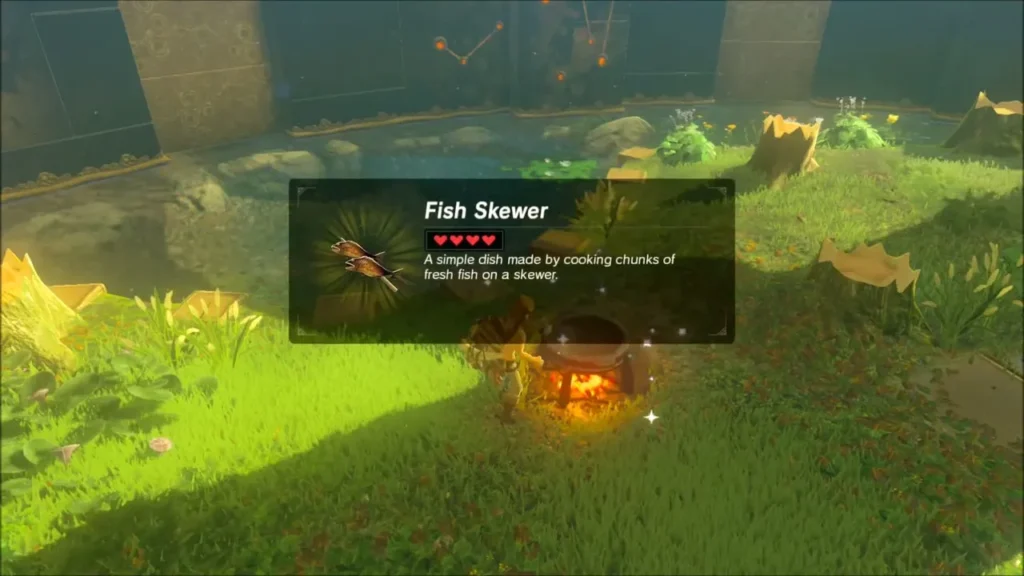A Fish Skewer cooked at the pot in the rest area A Fish Skewer cooked at the pot in the rest area
