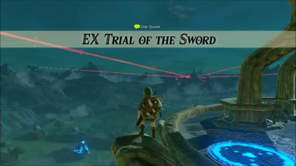 EX Trial of the Sword quest banner with Link on the Great Plateau Tower EX Trial of the Sword quest banner with Link on the Great Plateau Tower