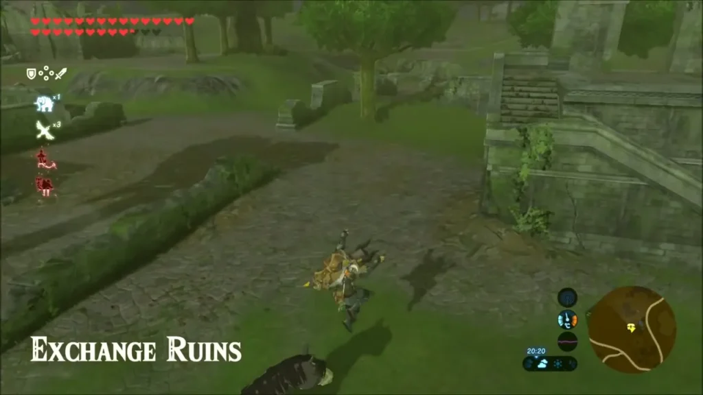 Link arriving on foot at Exchange Ruins Link arriving on foot at Exchange Ruins