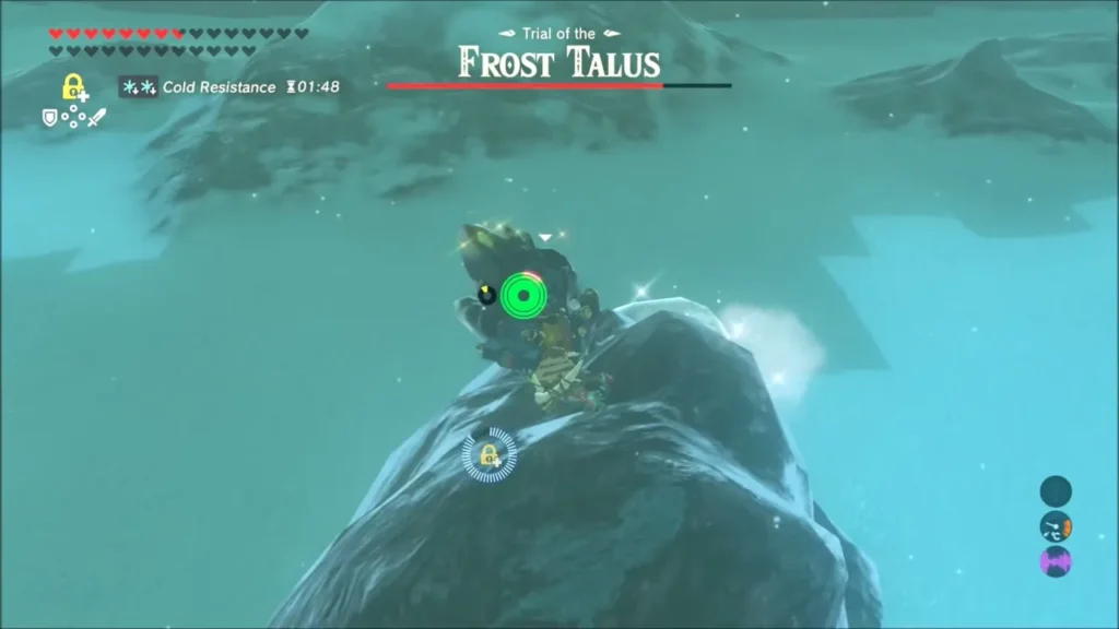Link climbing onto the thawed Frost Talus to reach the ore on its back Link climbing onto the thawed Frost Talus to reach the ore on its back