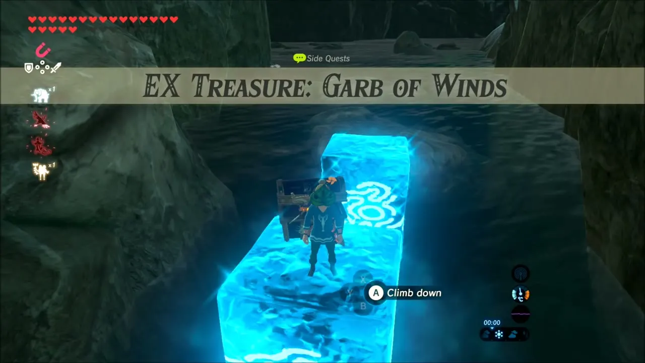 Link on a Cryonis block as EX Treasure: Garb of Winds is completed Link on a Cryonis block as EX Treasure: Garb of Winds is completed
