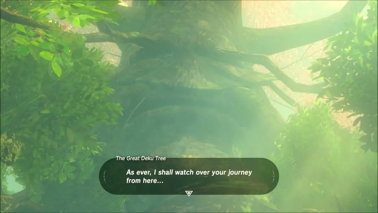 The Great Deku Tree promises to watch over Link's journey The Great Deku Tree promises to watch over Link's journey