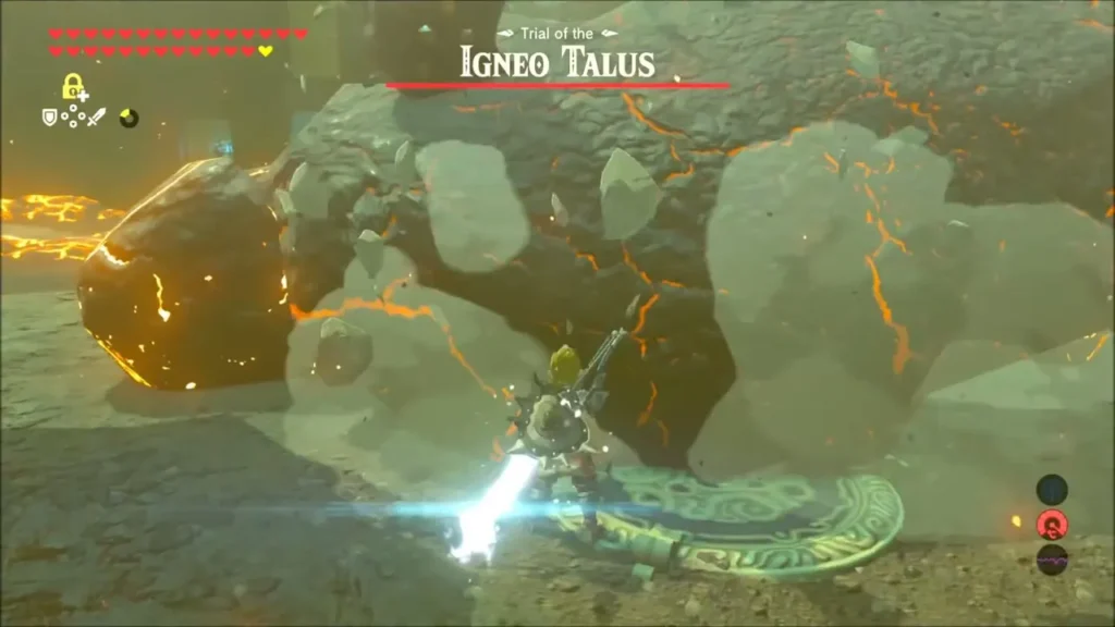 The Igneo Talus rising from its rock piles with its boss bar The Igneo Talus rising from its rock piles with its boss bar