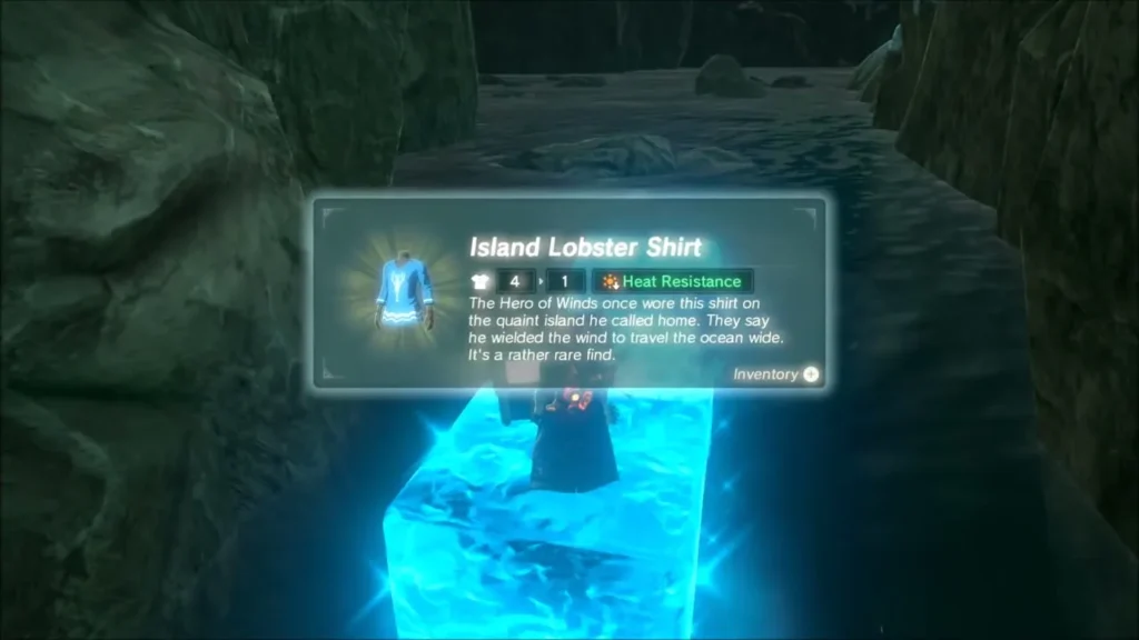 Link on an ice block receiving the Island Lobster Shirt with Heat Resistance Link on an ice block receiving the Island Lobster Shirt with Heat Resistance