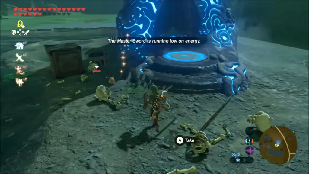 Link fighting skeletons beside Oman Au Shrine Link fighting skeletons beside Oman Au Shrine