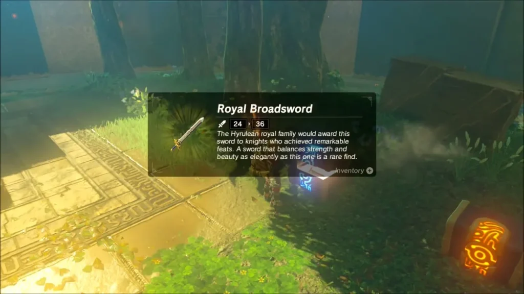 Royal Broadsword item card after opening a chest in the garden Royal Broadsword item card after opening a chest in the garden