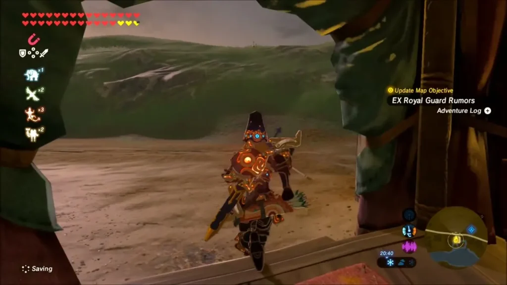 Link leaving the stable as EX Royal Guard Rumors is added to the quest list Link leaving the stable as EX Royal Guard Rumors is added to the quest list