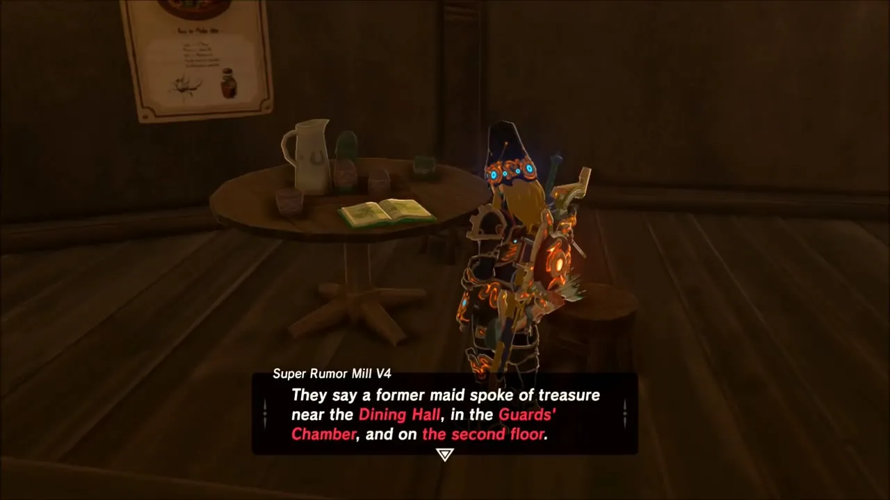 Rumor Mill text about a former maid's treasure near the Dining Hall and Guards' Chamber Rumor Mill text about a former maid's treasure near the Dining Hall and Guards' Chamber