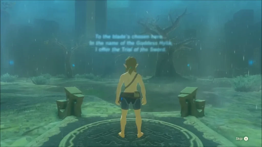 Link in shorts on the pedestal as the trial offer text appears Link in shorts on the pedestal as the trial offer text appears