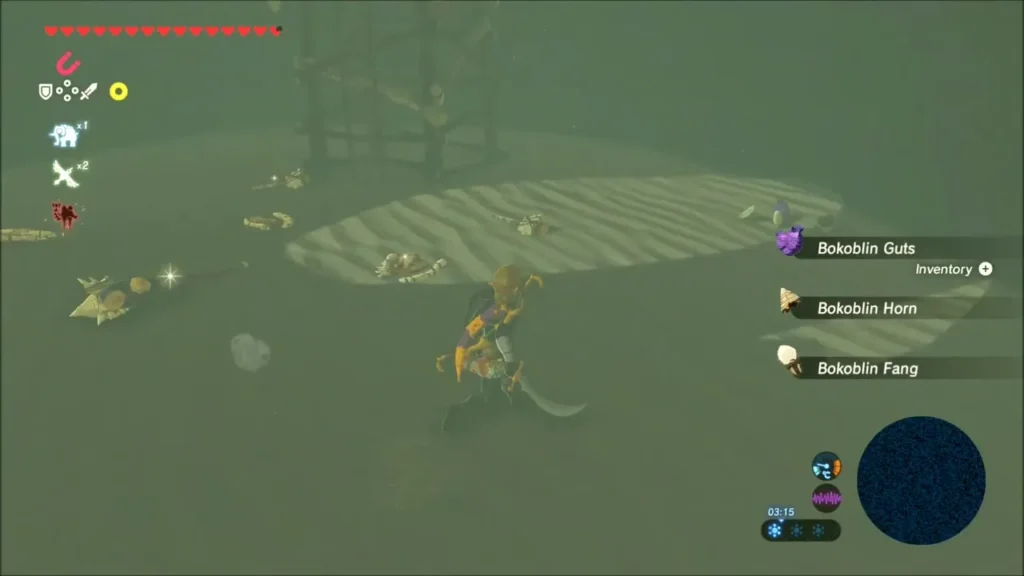 Bokoblin Guts, Horn and Fang picked up after the camp fight Bokoblin Guts, Horn and Fang picked up after the camp fight