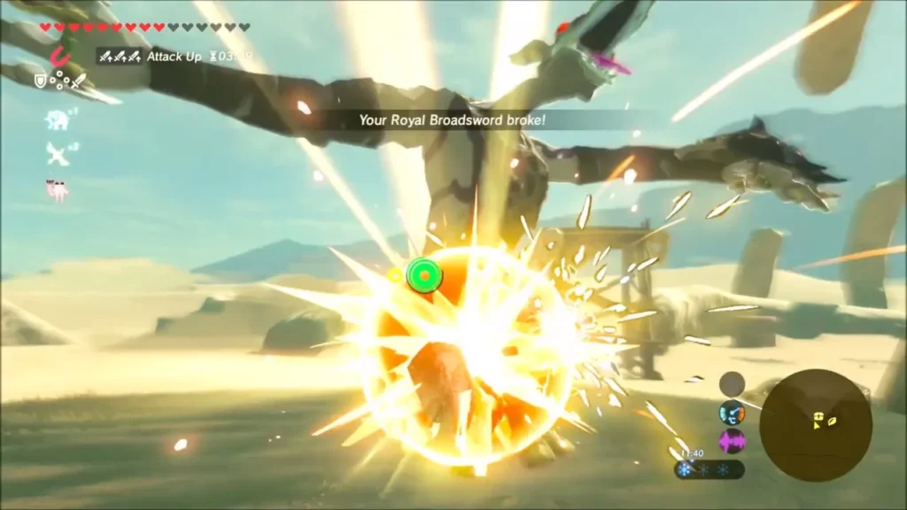 Royal Broadsword shattering in a burst of light during the fight Royal Broadsword shattering in a burst of light during the fight