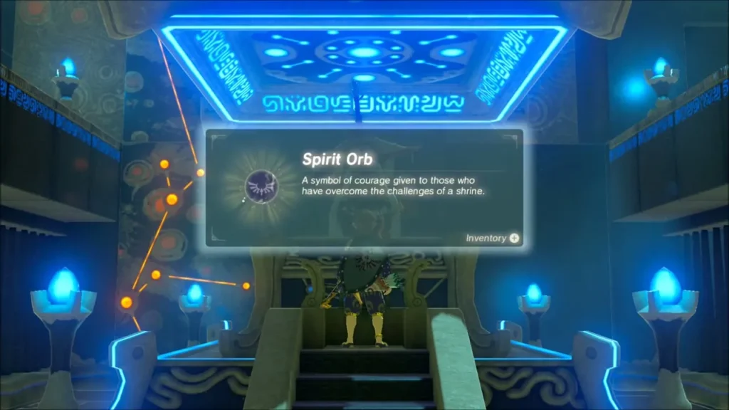 Link receiving the Spirit Orb from the monk of Kema Zoos Shrine Link receiving the Spirit Orb from the monk of Kema Zoos Shrine