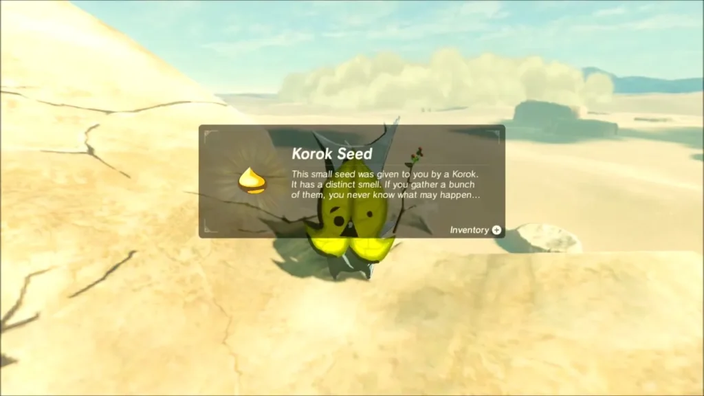 The Korok Seed reward box over the happy Korok The Korok Seed reward box over the happy Korok