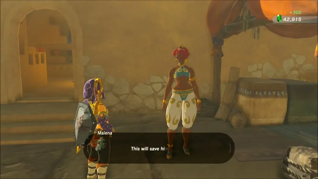 Malena thanking Link as the 300 rupee reward arrives Malena thanking Link as the 300 rupee reward arrives
