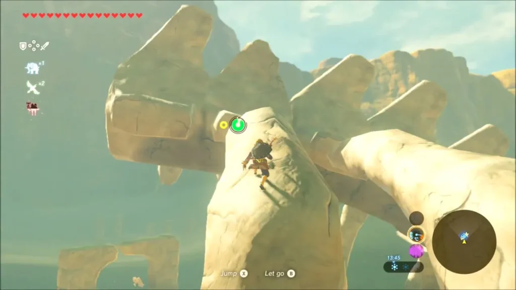 Link climbing the rocky ribs of the giant skeleton Link climbing the rocky ribs of the giant skeleton