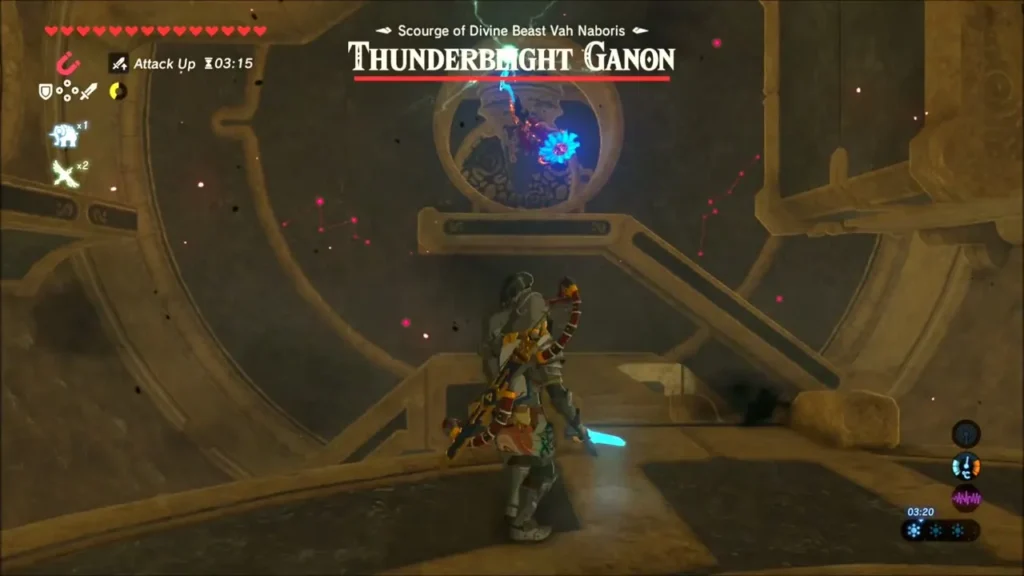 Thunderblight Ganon's title card as Link faces him in the arena Thunderblight Ganon's title card as Link faces him in the arena