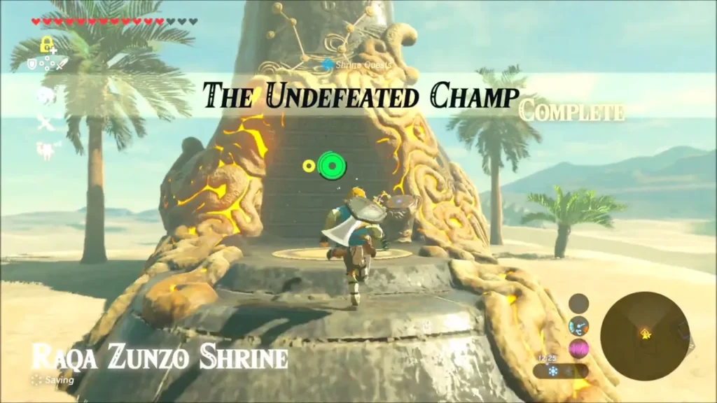 The Undefeated Champ complete banner as Link runs up to Raqa Zunzo Shrine The Undefeated Champ complete banner as Link runs up to Raqa Zunzo Shrine