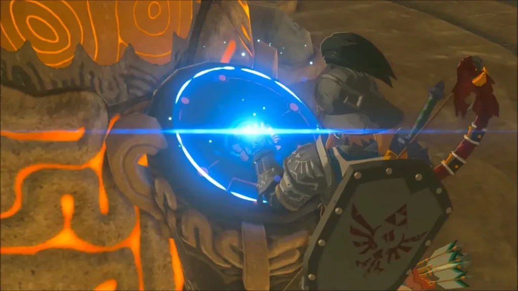 Link activating the Divine Beast Vah Naboris terminal Link activating the Divine Beast Vah Naboris terminal