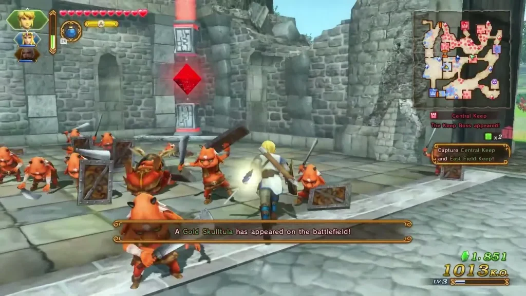 A message announces that a Gold Skulltula has appeared on the battlefield A message announces that a Gold Skulltula has appeared on the battlefield