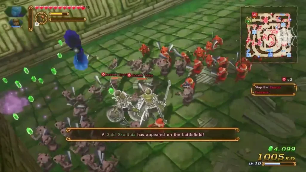 Message reads A Gold Skulltula has appeared on the battlefield among the enemies Message reads A Gold Skulltula has appeared on the battlefield among the enemies