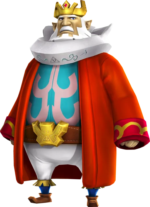Official art of King Daphnes in a red robe and gold crown, standing with his arms at his sides Official art of King Daphnes in a red robe and gold crown, standing with his arms at his sides