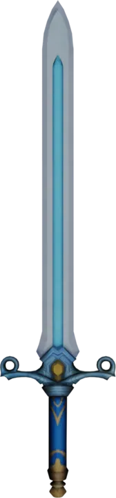 Official model of a long silver sword with a blue blade groove and an ornate guard, a weapon that drop mixtures can bring Official model of a long silver sword with a blue blade groove and an ornate guard, a weapon that drop mixtures can bring