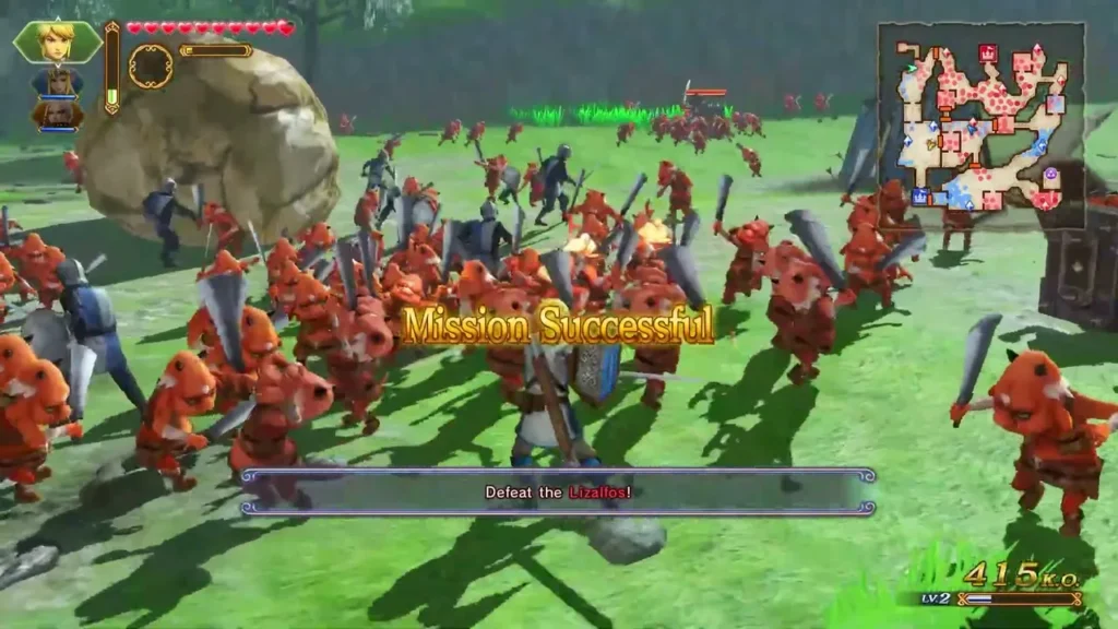 Mission Success banner appears over the Lizalfos battle at the end of The Armies of Ruin Mission Success banner appears over the Lizalfos battle at the end of The Armies of Ruin