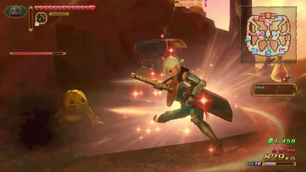 Darunia's health bar and the Defeat Darunia objective in the Land of Myth battle