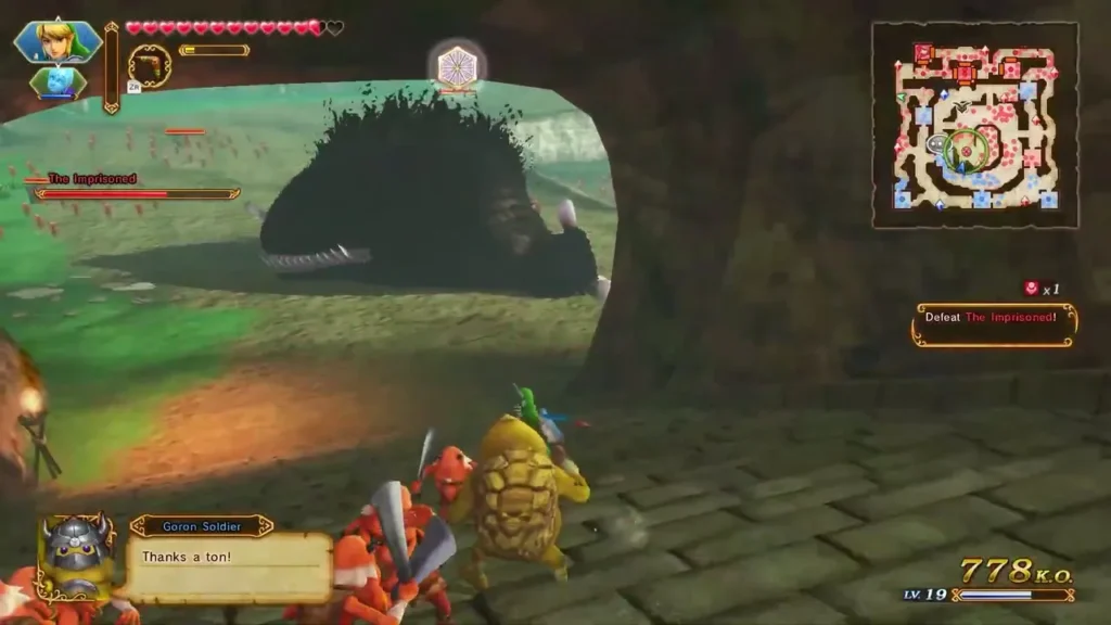 The Imprisoned's boss bar and the Defeat The Imprisoned objective at the cave mouth