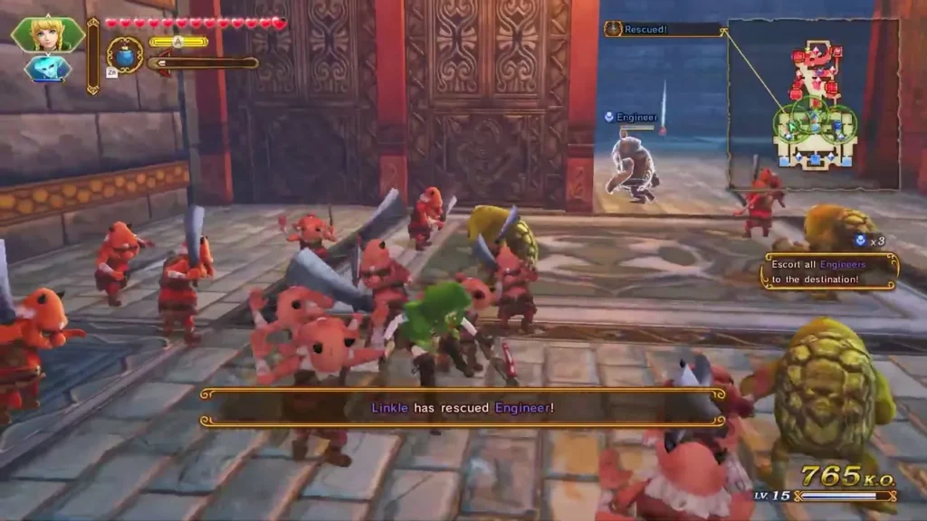 The message Linkle has rescued Engineer appears during the fight in Powers Collide The message Linkle has rescued Engineer appears during the fight in Powers Collide