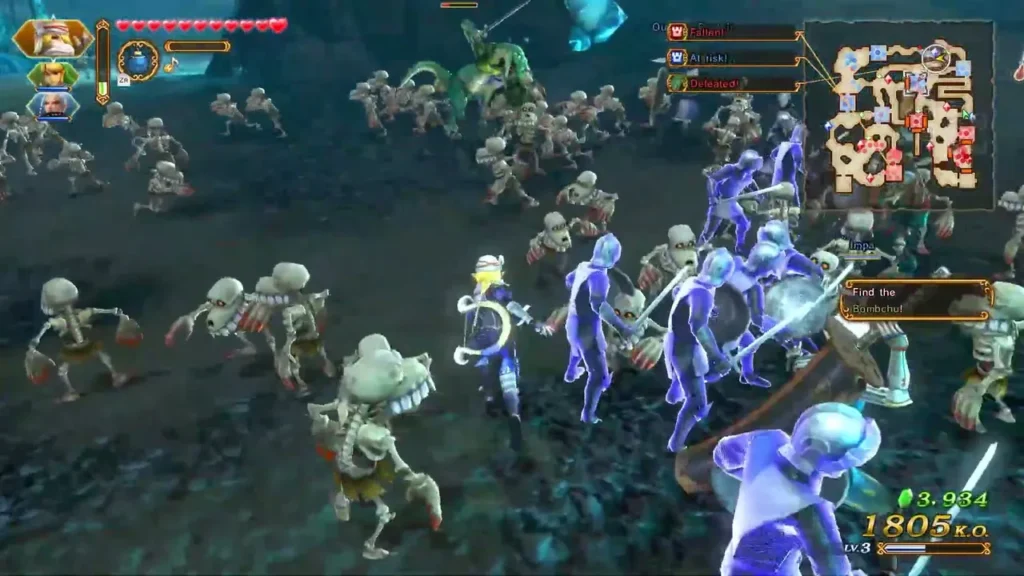 Sheik fights a skeleton army in a dark cave Sheik fights a skeleton army in a dark cave