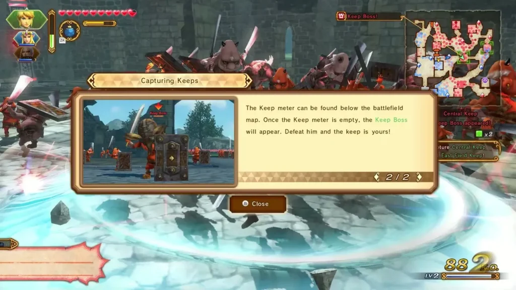 The Capturing Keeps box explains that the Keep meter appears below the map and the Keep Boss must be defeated