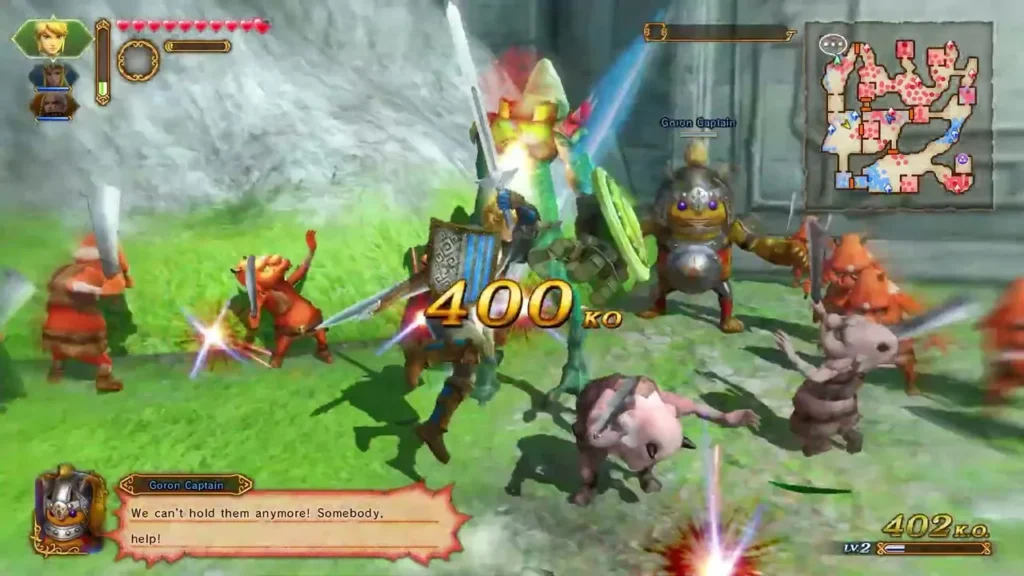 Link fights Captains and troops in a melee that brings up the 400 KO counter