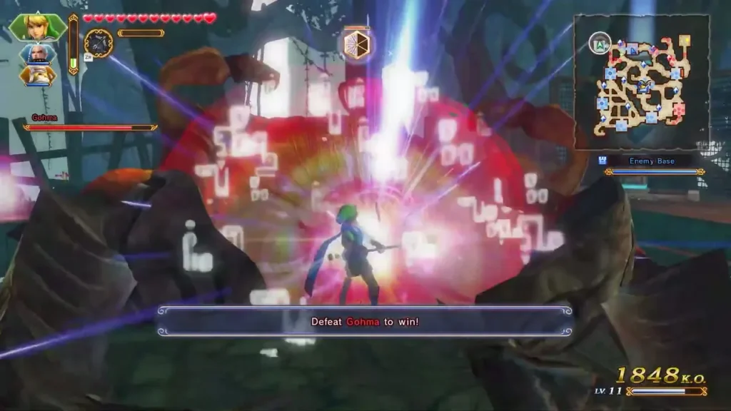 Defeat Gohma to win message as Link attacks the giant Gohma in its hall Defeat Gohma to win message as Link attacks the giant Gohma in its hall