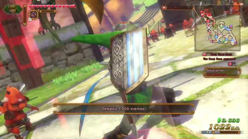 Defeated 1,000 enemies banner as a large shield fills the frame in a sunny courtyard Defeated 1,000 enemies banner as a large shield fills the frame in a sunny courtyard