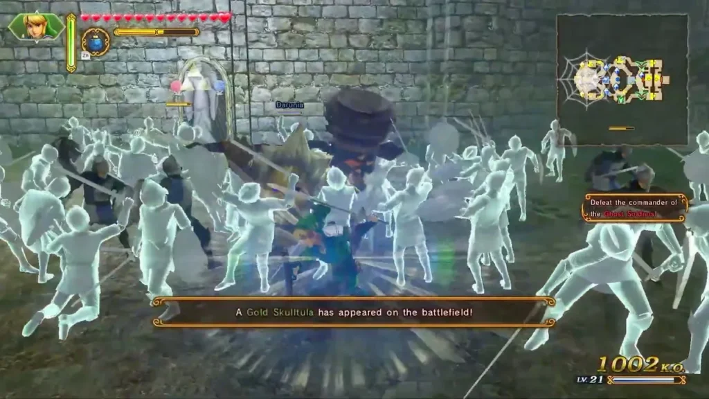 A Gold Skulltula has appeared on the battlefield message in a battle with ghostly soldiers A Gold Skulltula has appeared on the battlefield message in a battle with ghostly soldiers