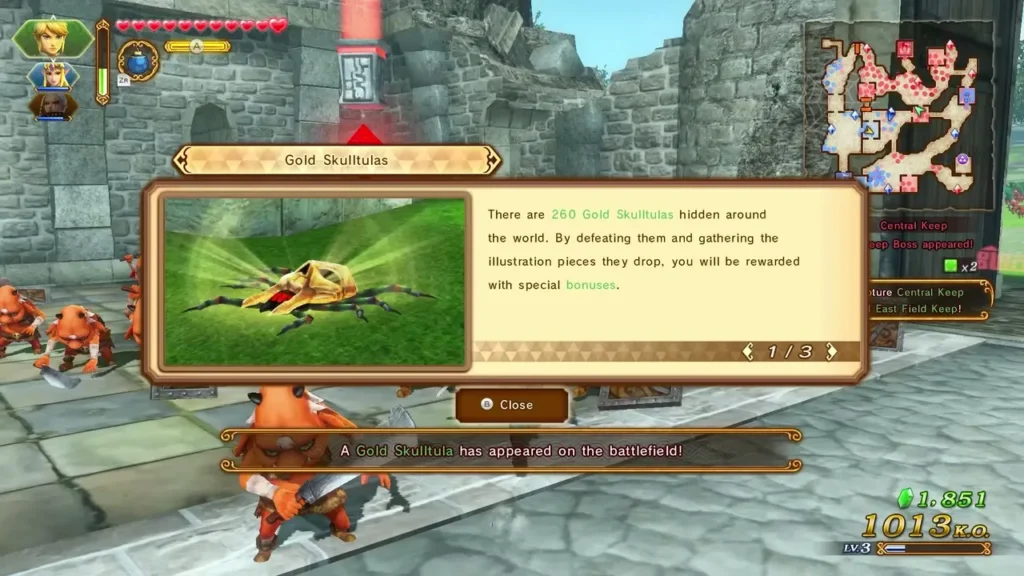 Gold Skulltula help page explaining the illustration pieces they drop and the bonuses they earn Gold Skulltula help page explaining the illustration pieces they drop and the bonuses they earn
