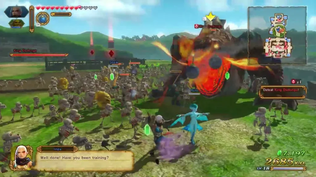 Impa says well done as King Dodongo looms over the battlefield Impa says well done as King Dodongo looms over the battlefield