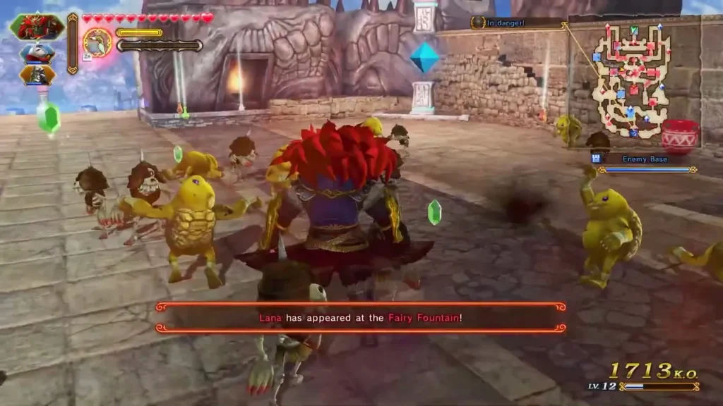 Banner says Lana has appeared at the Fairy Fountain as Ganondorf fights Goron troops Banner says Lana has appeared at the Fairy Fountain as Ganondorf fights Goron troops