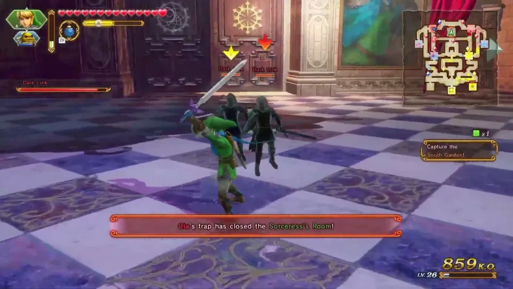 The Capture the South Garden objective appears during the fight with Dark Link The Capture the South Garden objective appears during the fight with Dark Link