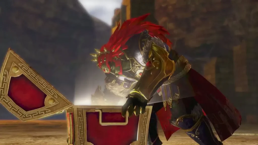 Ganondorf opens the gold chest at Clifftop Keep Ganondorf opens the gold chest at Clifftop Keep