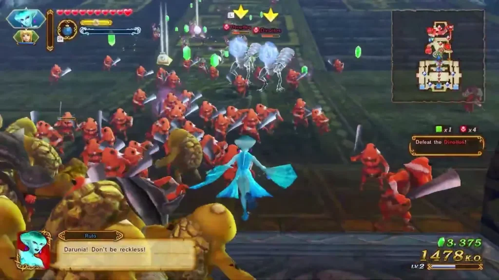 Ruto, now the playable warrior, scolds Darunia not to be reckless in the battle Ruto, now the playable warrior, scolds Darunia not to be reckless in the battle